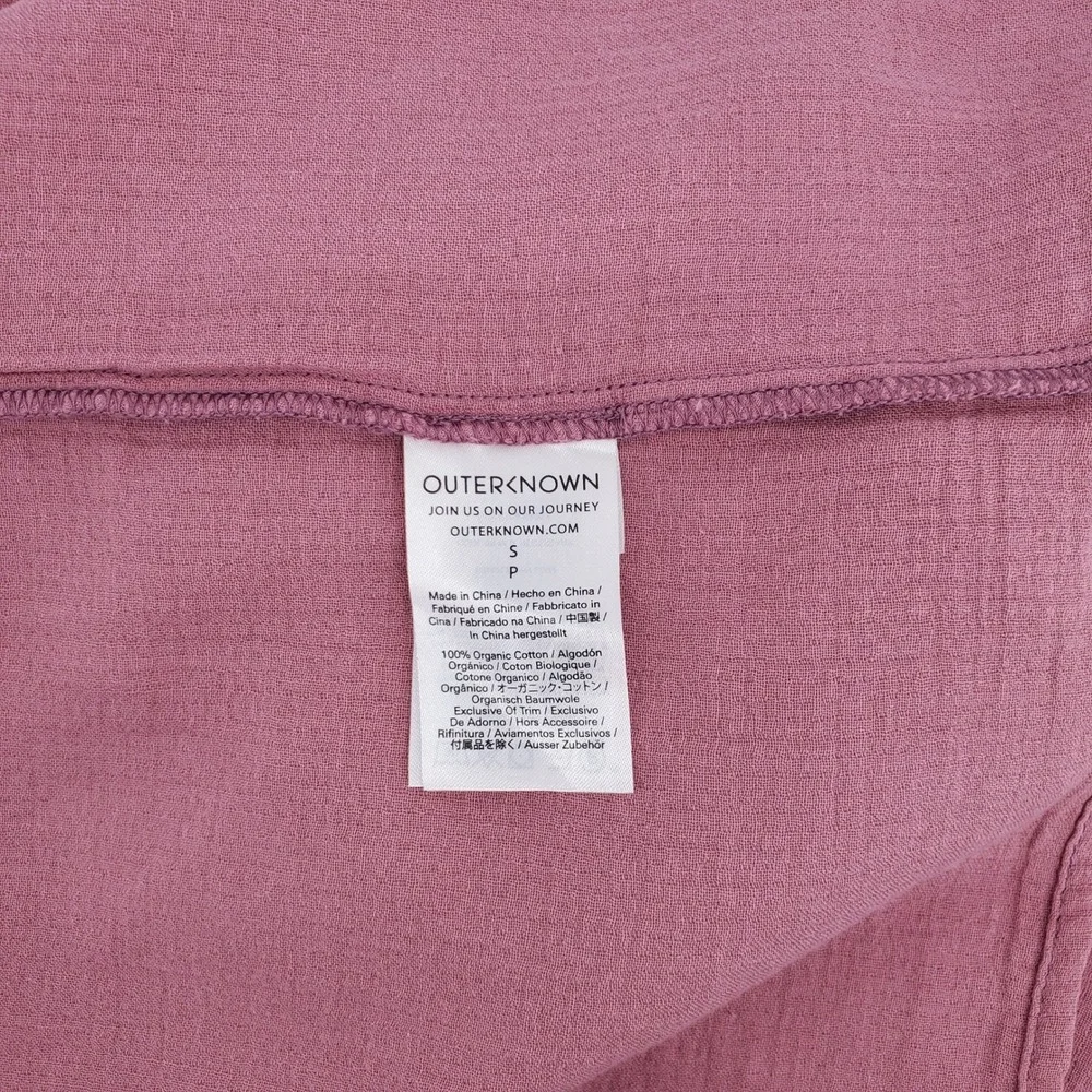Outerknown‎ Small Odyssey Boho Gauze Maxi Dress 100% Organic Cotton Mauve Pink